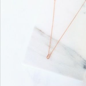 dainty rose gold pavé cz hexagon pendant choker
